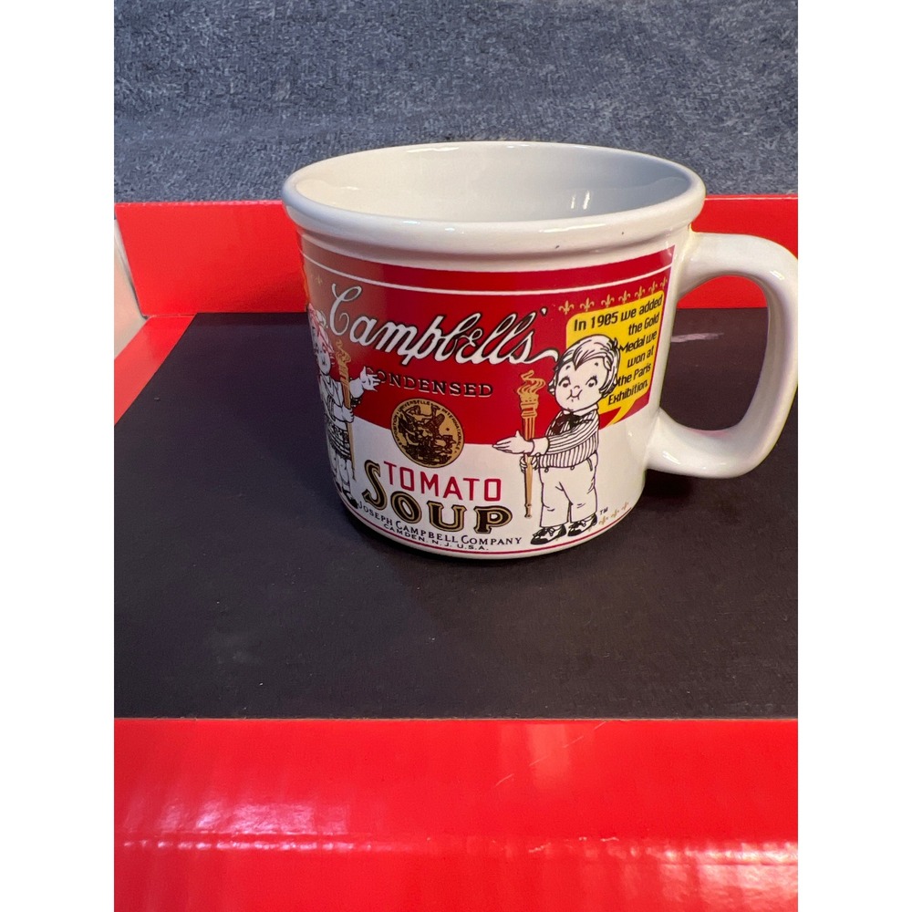 Vintage 1999 Campbells Tomato Soup Mug Westwood Ceramic RedWhiteParis Gold Medal